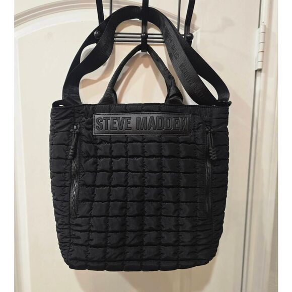 Steve Madden Quilted Convertible Backpack to Tote Bag- Black main image 12